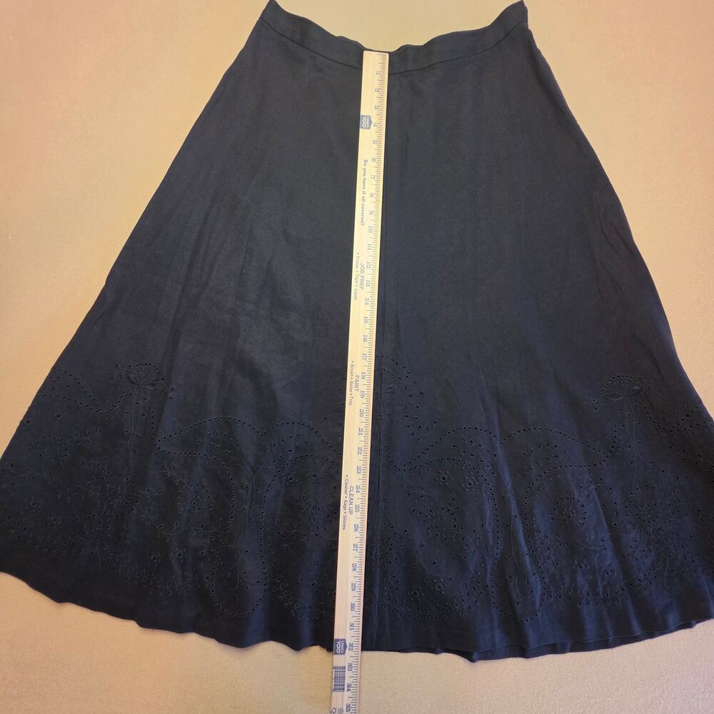 Lauren Ralph Lauren Linen Cotton Blend Black Eyelet Skirt Sz 10 - Picture 7 of 8